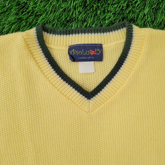 Vintage 80s MOD Ringer Sweater Women 2XS/XS 17x18 Cropped Yellow - Picture 7 of 12